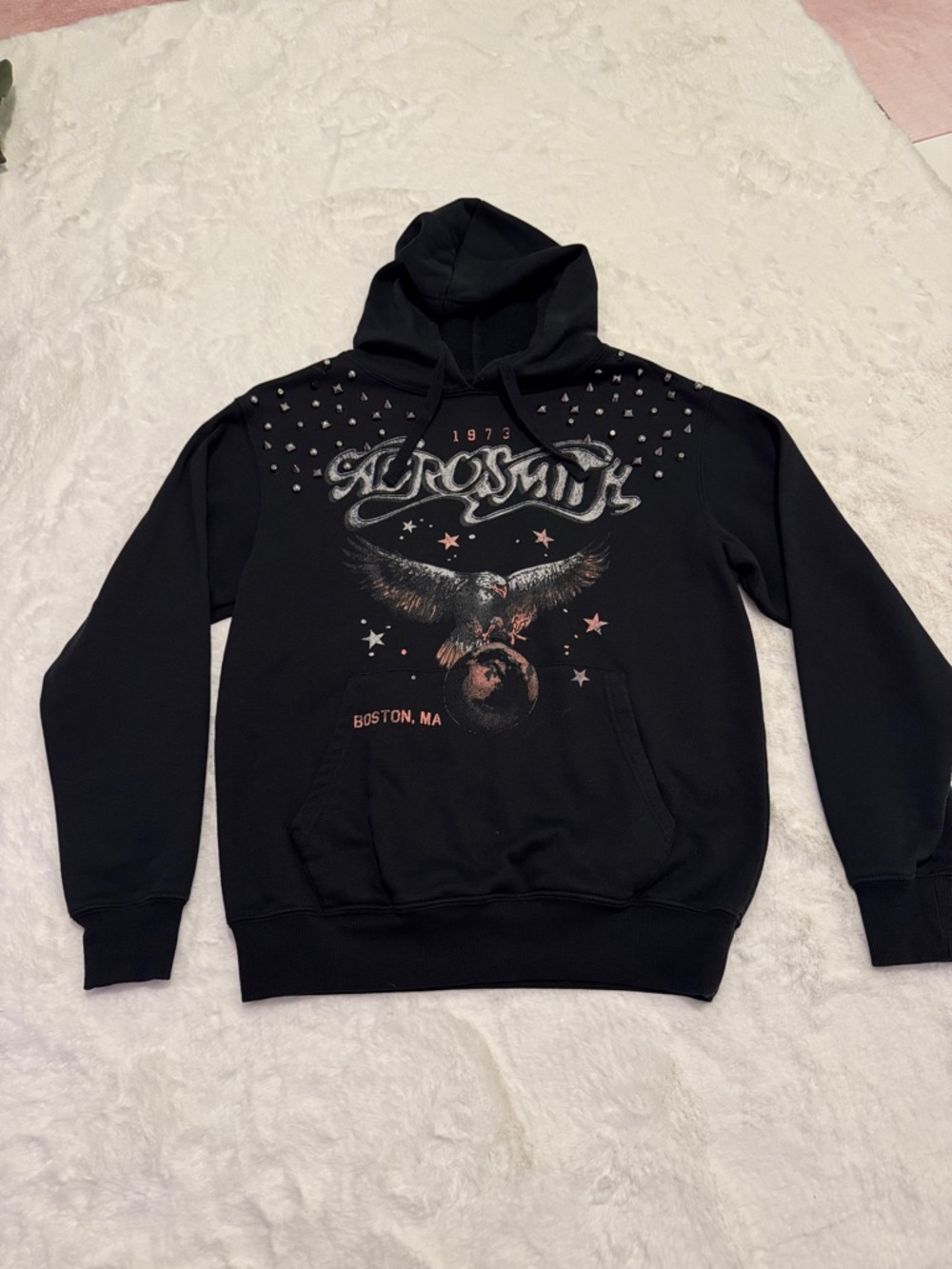 Aerosmith Black Studded Eagle Pullover Hoodie